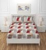 Multicolor Abstract 220 TC Cotton Blend Fitted Double Bedsheet With 2 Pillow Covers