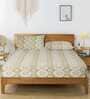 Multicolor Abstract 250 TC Cotton King Fitted Bedsheet with 2 Pillow Covers