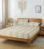 Multicolor Abstract 250 TC Cotton King Fitted Bedsheet with 2 Pillow Covers