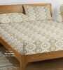 Multicolor Abstract 250 TC Cotton King Fitted Bedsheet with 2 Pillow Covers