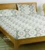 Multicolor Abstract 250 TC Cotton King Fitted Bedsheet with 2 Pillow Covers
