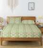 Green Abstract 250 TC Cotton King Fitted Bedsheet with 2 Pillow Covers