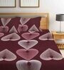 Maroon Abstract 280 TC Cotton Blend Queen Sized Bed Sheets with 2 Pillow Covers
