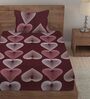 Maroon Abstract 280 TC Cotton Blend Single Bed Sized Fitted Bed Sheets with 1 Pillow Cover