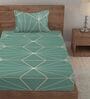 Green Abstract 280 TC Cotton Blend Single Bed Sized Fitted Bed Sheets With 1 Pillow Cover
