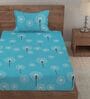 Blue Abstract 280 TC Cotton Blend Single Bed Sized Fitted Bed Sheets With 1 Pillow Cover