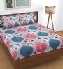 Multicolor Abstract 280 TC Microfibre Fitted King Bedsheet 2 Pillow Covers
