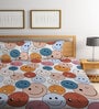 Multicolor Smiley 300 TC Cotton Blend Double Kids Fitted Bedsheet with 2 Pillow covers