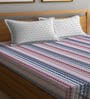 Multicolor Stripes 300 TC Cotton Blend Double Bedsheet with 2 Pillow covers