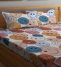 Multicolor Smiley 300 TC Cotton Blend Double Kids Fitted Bedsheet with 2 Pillow covers