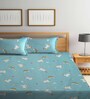 Multicolor Abstract 300 TC Cotton Blend  Double Bedsheet with 2 Pillow covers