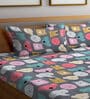 Multicolor Abstract 300 TC Cotton Blend  Double Bedsheet with 2 Pillow covers