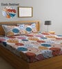 Multicolor Smiley 300 TC Cotton Blend Double Kids Fitted Bedsheet with 2 Pillow covers