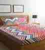 Multicolor Floral 300 TC Cotton Blend King Sized Bed Sheets with 2 Pillow Covers
