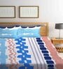 Blue Floral 300 Tc Cotton Blend King Sized Bed Sheets With 2 Pillow Covers