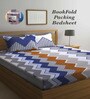 Multicolor Geometric 300 TC Cotton Blend Double King Sized Bedsheet With 2 Pillow Covers