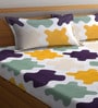 Multicolor Abstract 300 TC Cotton Blend Double King Sized Bedsheet With 2 Pillow Covers