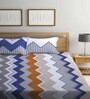 Multicolor Geometric 300 TC Cotton Blend Double King Sized Bedsheet With 2 Pillow Covers