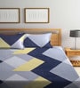 Multicolor Geometric 300 TC Cotton Blend Double King Sized Bedsheet With 2 Pillow Covers