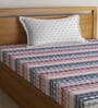 Multicolor Abstract 300 TC Cotton Fitted Single Bedsheet with 1 Pillow Cover