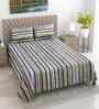 Multicolor Striped 400 TC Cotton Super King Flat Bedsheet with 2 Pillow Covers Essential Collection