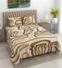 White & Brown Abstract 400 TC Cotton Super King Flat Bedsheet with 2 Pillow Covers Essential Collection