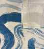 White & Blue Abstract 400 TC Cotton Super King Flat Bedsheet with 2 Pillow Covers Essential Collection