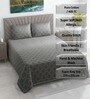 Grey Abstract 400 TC Cotton Superking Size Bedsheet With 2 Pillow Covers