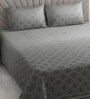 Grey Abstract 400 TC Cotton Superking Size Bedsheet With 2 Pillow Covers