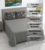 Grey Abstract 400 TC Cotton Superking Size Bedsheet With 2 Pillow Covers