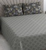 Grey Abstract 400 TC Cotton Superking Size Bedsheet With 2 Pillow Covers