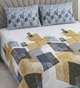 Grey Abstract 400 TC Cotton Superking Size Bedsheet With 2 Pillow Covers Threads Abstract Collection