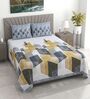 Grey Abstract 400 TC Cotton Superking Size Bedsheet With 2 Pillow Covers Threads Abstract Collection