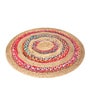 Multicolor Abstract Jute 4 ft x 4 ft Hand Woven Carpet