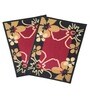 Multicolor Floral Nylon 14x22 Inches AntiSkid 2 Door Mats