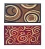 Multicolor Abstract Nylon 14x22 Inches AntiSkid 2 Door Mats