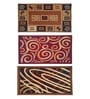Multicolor Abstract Nylon 14x22 Inches AntiSkid 3 Door Mats