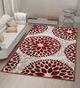 Maroon Floral Nylon 5 x 7 Feet Machine Made Carpet