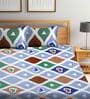 Multicolor Abstract 210 TC Cotton Blend King Sized Bed Sheets with 2 Pillow Covers