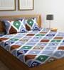 Multicolor Abstract 210 TC Cotton Blend King Sized Bed Sheets with 2 Pillow Covers