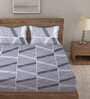 Multicolor Abstract 210 TC Poly Cotton King Sized Bed Sheets with 2 Pillow Covers