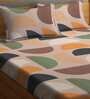 Multicolor Geometric TC 210 Polycotton King Sized Bedsheet With 2 Pillow Covers