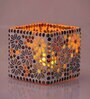 Multicolor Aluminium  Sqaure Mosaic  T-Light Holders (Pack of 2)