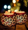 Multicolor Mosaic Diwali T-Light Holders (Pack of 2)