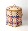 Bamboo Multi Storage Basket,Wicker Laundry Basket With Lid-Small
