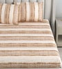 Beige Bedsheet 220 Tc Cotton Queen Bedsheet With 2 Pillow Covers