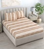 Beige Bedsheet 220 Tc Cotton Queen Bedsheet With 2 Pillow Covers