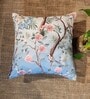 Blue Floral Canvas 16 x 16 Inches Cushion Cover