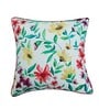 White Floral Canvas 16 x 16 Inch Cushion Cover