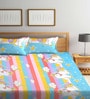 Multicolor Cartoon 300 TC Cotton Blend Double Bedsheet With 2 Pillow Covers